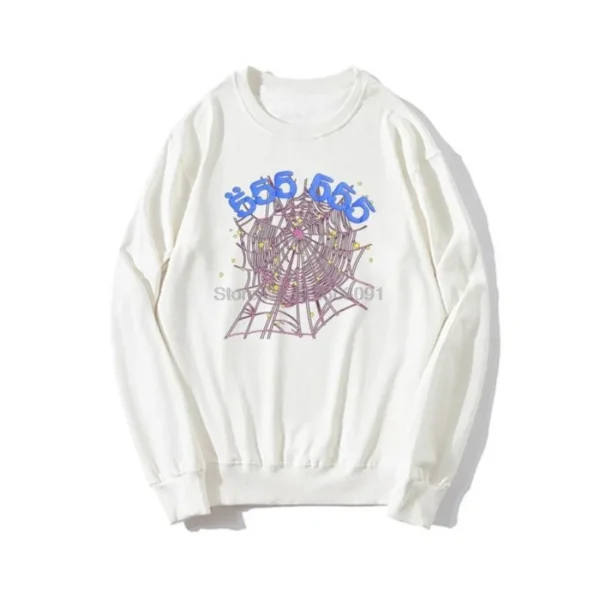 Sp5der 555555 Angel Number White Grey Sweatshirt