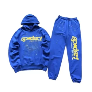 Sp5der Yellow Logo Blue Tracksuit